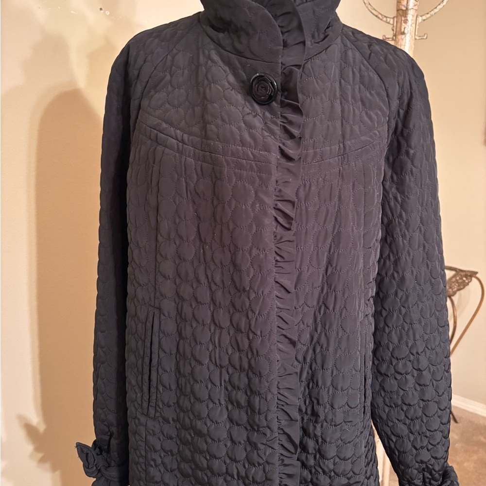 Betsey Johnson Black Satin Fabric swing coat.